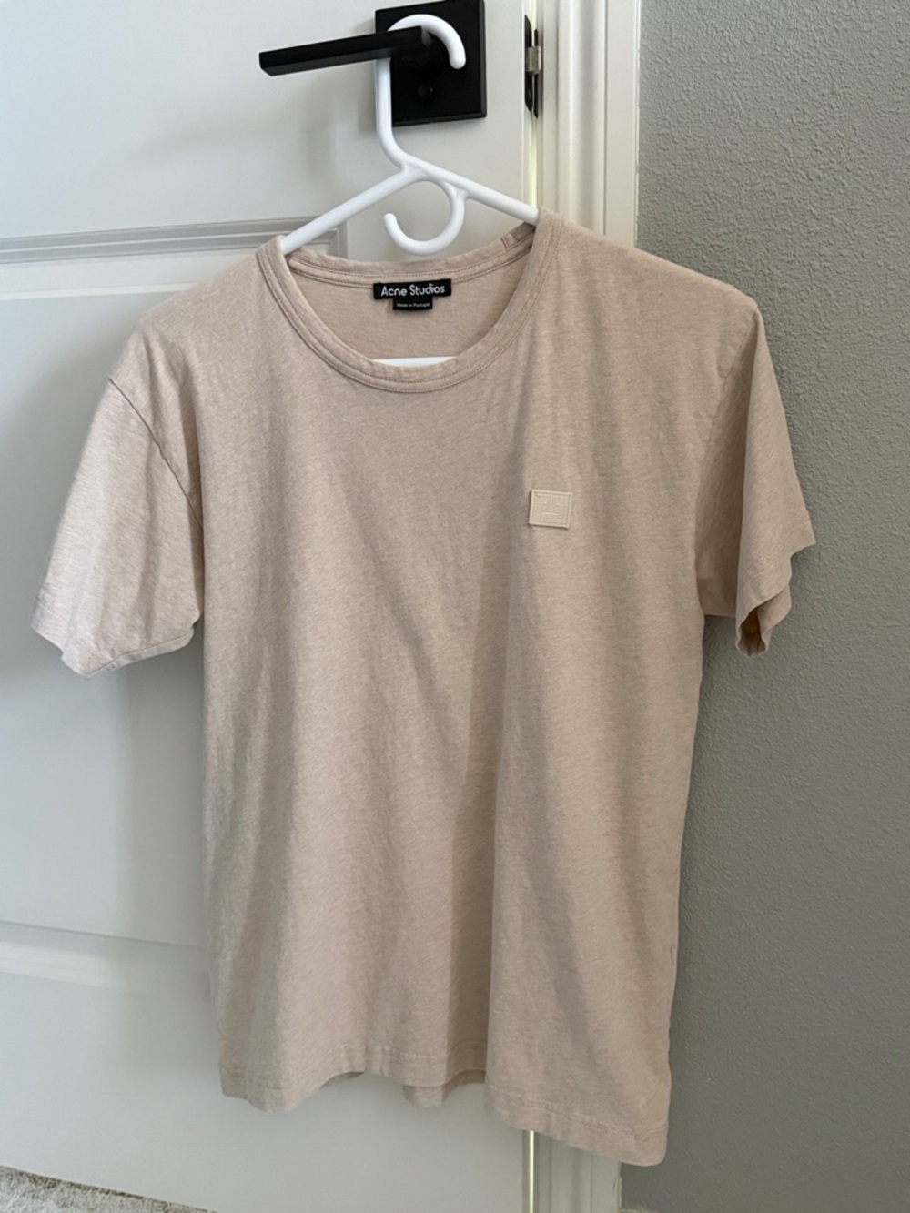 Acne Studios Short-Sleeve Crew Tee in Light Beige